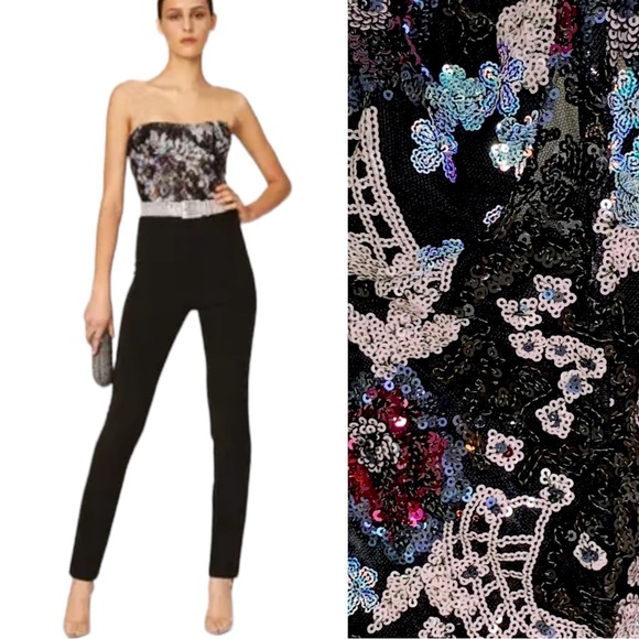 Bronx and Banco Pants - Bronx and Banco Annabel Strapless Sequin Jumpsuit Black 8